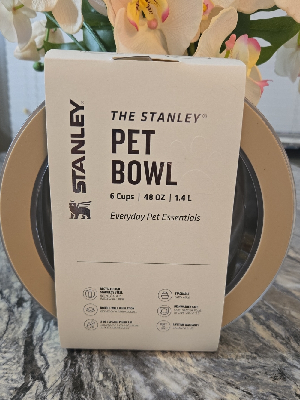 Stanley Pet Bowl in Tan and Gray